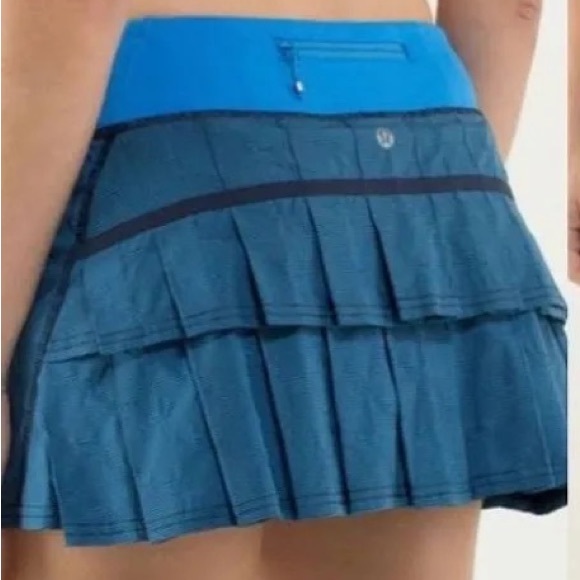 lululemon athletica Dresses & Skirts - Lululemon Blue Black Pace Setter Tennis Skirt - 10